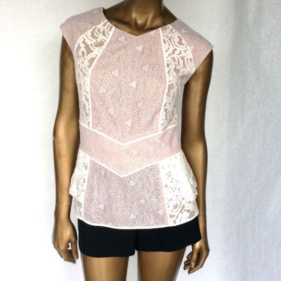 bcbg white lace top
